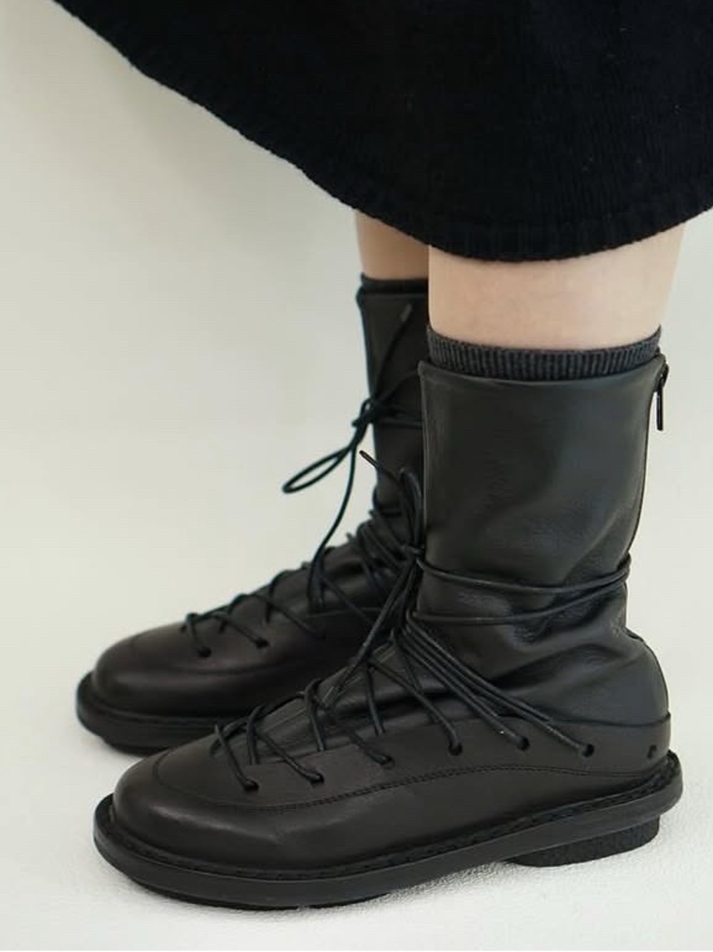 Like New! Trippen Zeus Black Lace-Up Leather Combat Boots